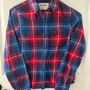 Abercrombie Red and Blue Plaid Flannel Shirt